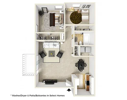 Floor plan 2 Bedroom 1 Bath