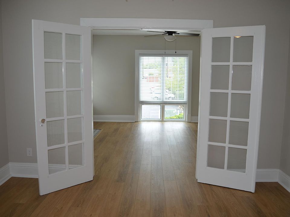French doors open into living area