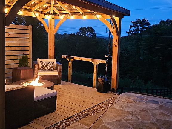 New cabana, propane fire pit and patio next to Granny Flat