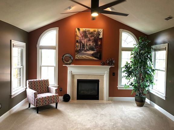 Living room with gas fp