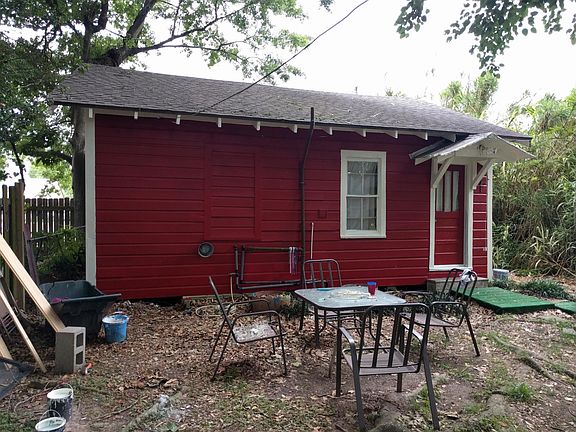 Set up a table and chairs in the yard