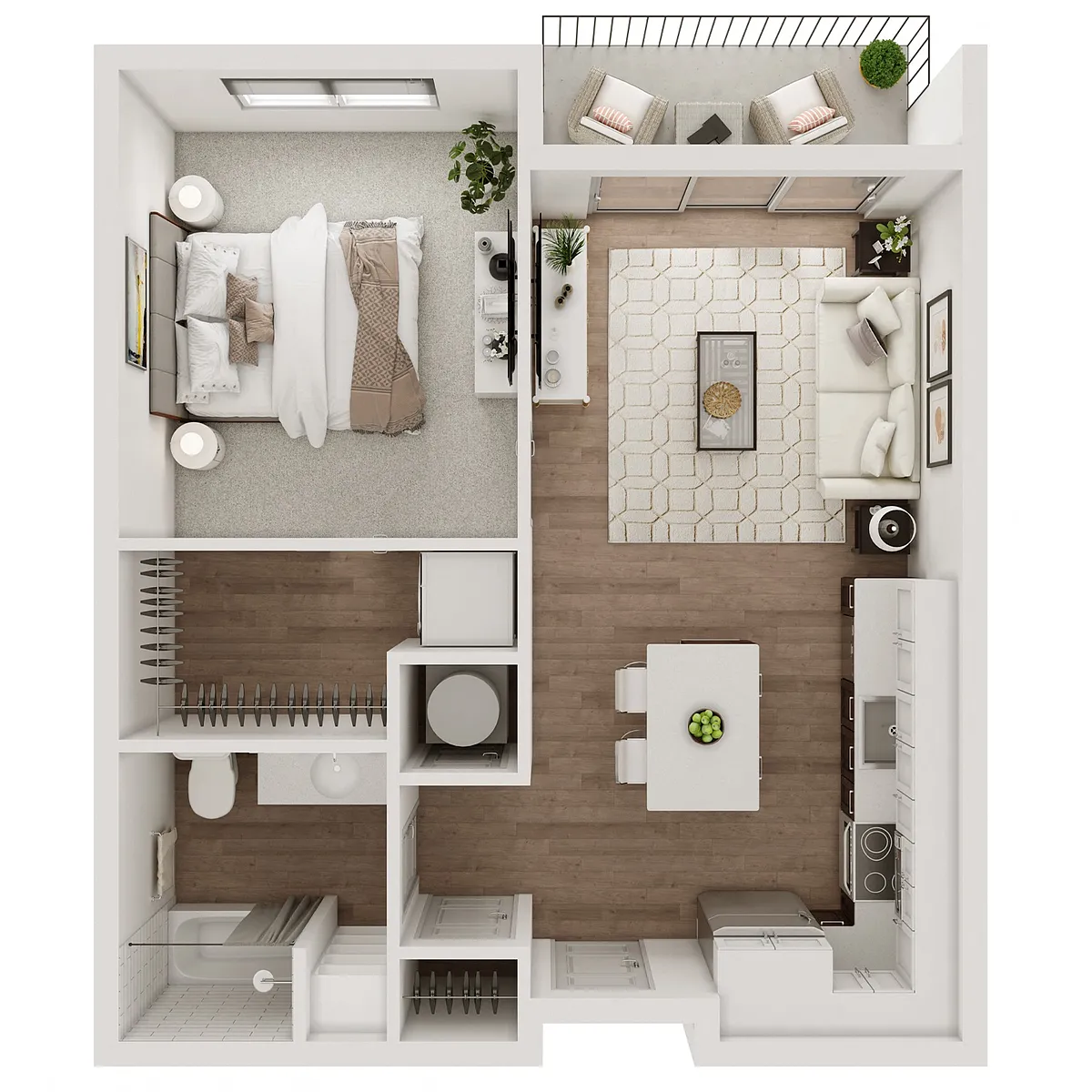 Floor plan 1 Bedroom, 1 Bathroom - 641 SF
