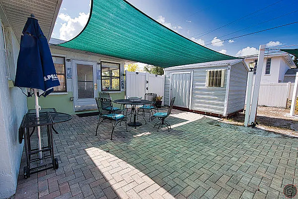 Backyard porch and storage