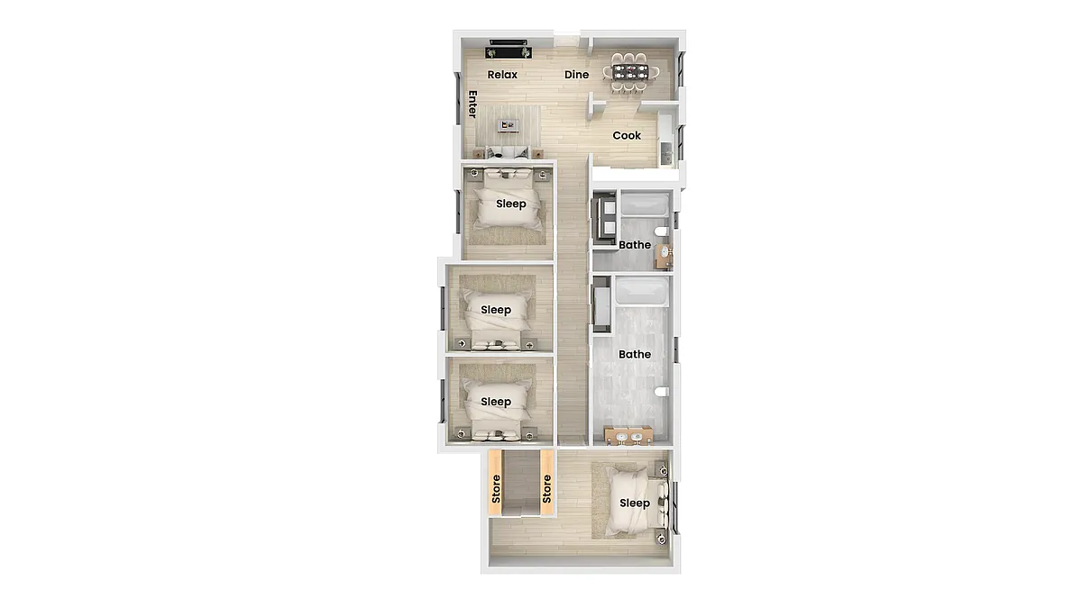 Floor plan 4 Bed 2 Bath Renovated
