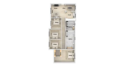 Floor plan 4 Bed 2 Bath Renovated