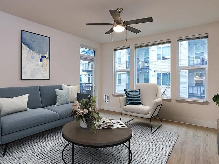 Living Room with Hard Surface Flooring and Balcony