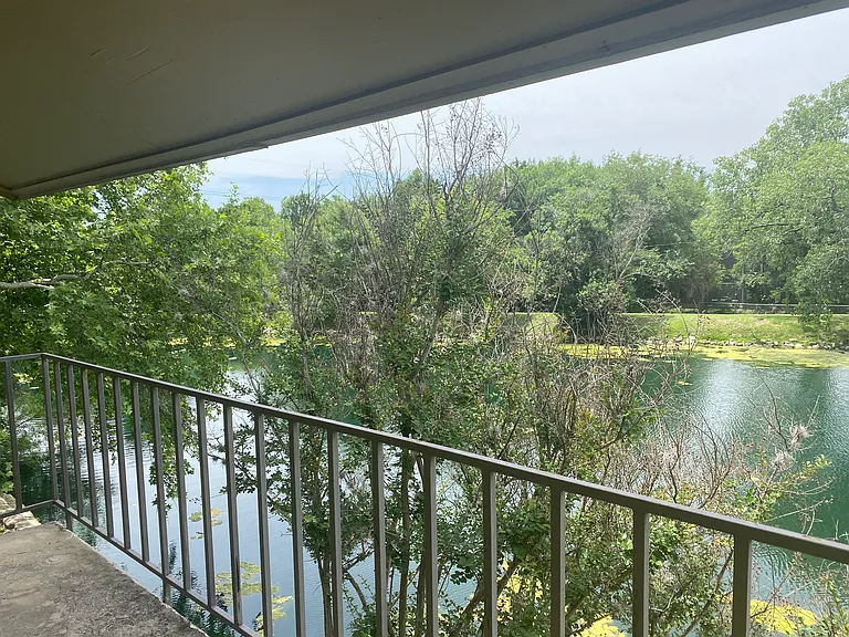 View of the pond from the second floor balcony.