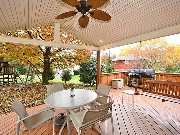 We couldn't wait to sneak in a photo of the gorgeous & huge covered back deck surrounded by a flat backyard.
