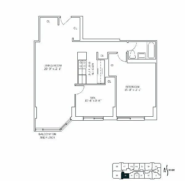 Floor plan WATERSIDE SQUARE SOUTH - Converted 2 Bedroom One B