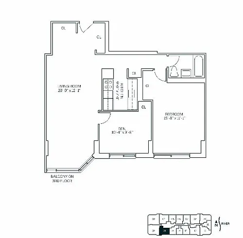 Floor plan WATERSIDE SQUARE SOUTH - Converted 2 Bedroom One B