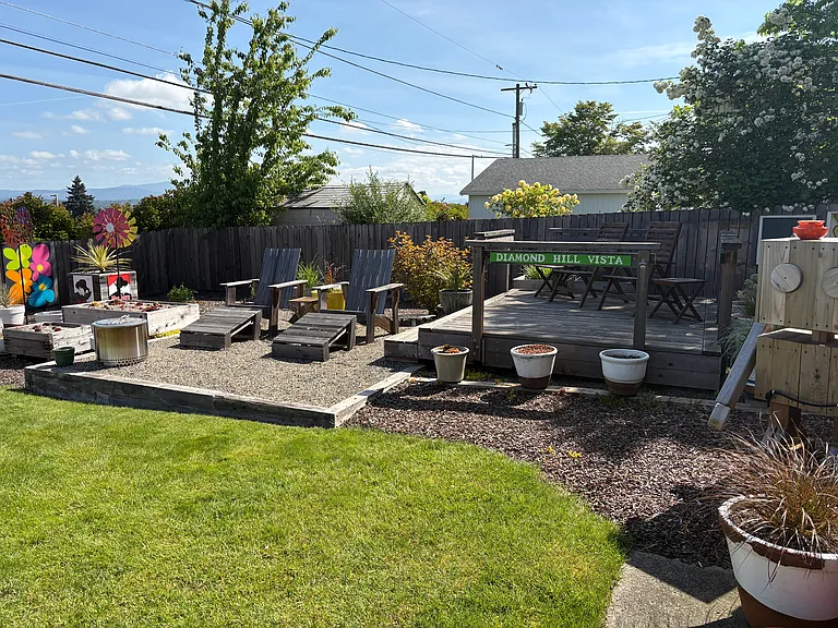 Backyard lounging area