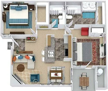 Floor plan 2BR - 2BTH (904 sq ft)