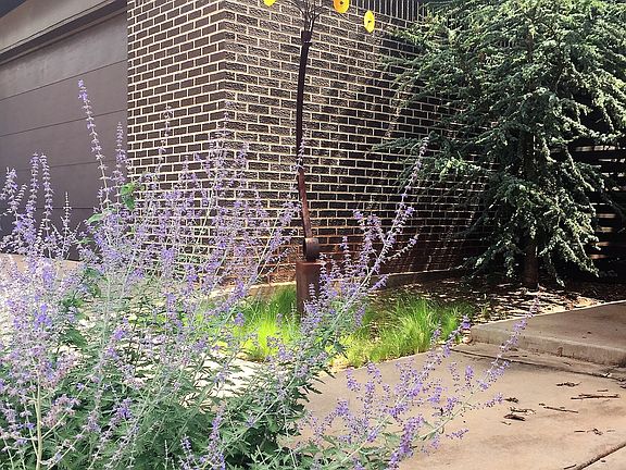 2-car garage + flower bed