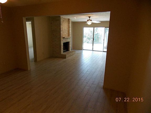 Large oversized sliding door lets in lots of light from the