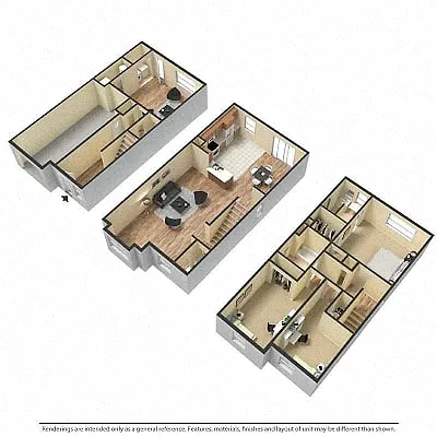 Floor plan Three Bedroom Townhome