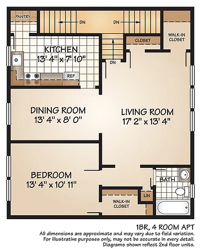 Floor plan 1 Bedroom with Dining