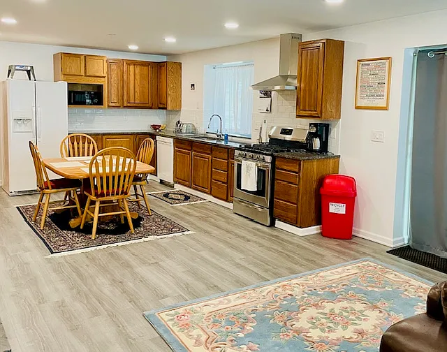 Kitchen includes all major appliances and is fully stocked with dishes, pots and pans, utensils, drinkware.