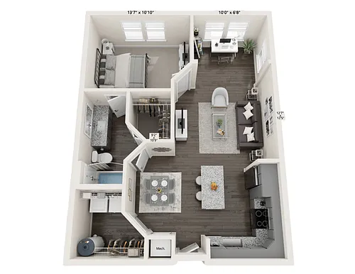 Floor plan 1B with Den