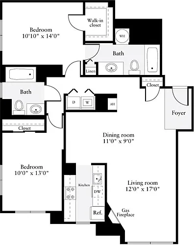 Floor plan 2 Bedrooms B