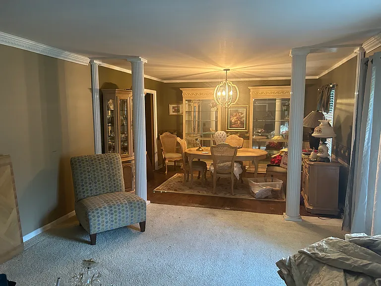 Living room and dining room