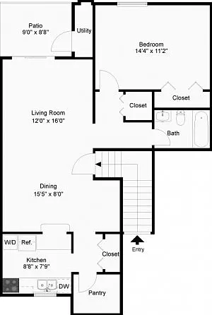 One bedroom floor plan One bedroom floor plan