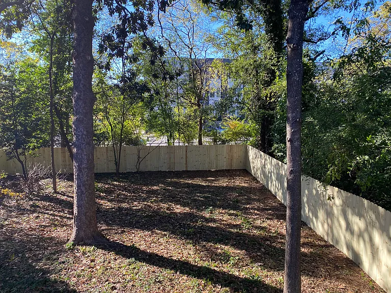 Large, fenced in backyard.