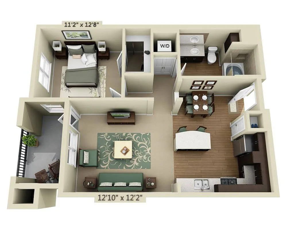 Floor plan One Bedroom A1E