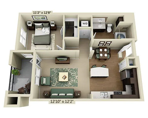 Floor plan One Bedroom A1E