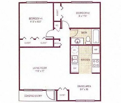 Floor plan Two bed/One bath