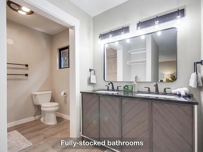 Elevate your stay with luxury in the bathroom w/ a his & her vanity space