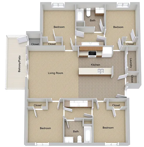 Floor plan Four Bedroom Large
