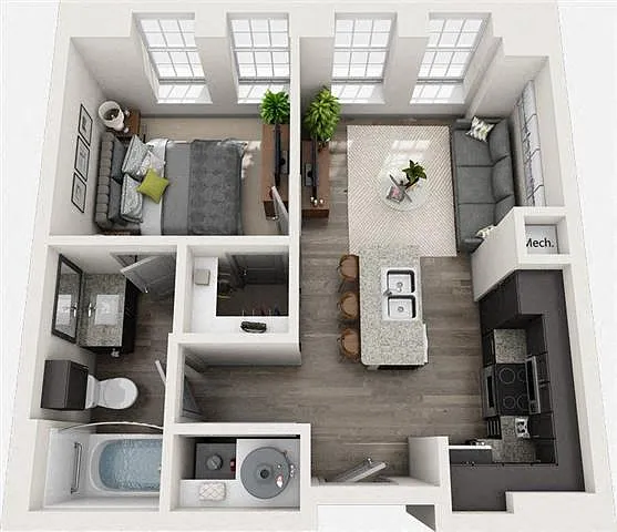 Floor plan THE WALKER 550 sf