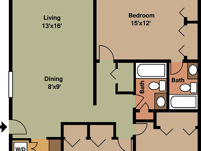 Inviting 3-bedroom apartment floor plan featuring a spacious living area, functional kitchen, and two modern bathrooms with a cozy patio for relaxation. Inviting 3-bedroom apartment floor plan featuring a spacious living area, functional kitchen, and two