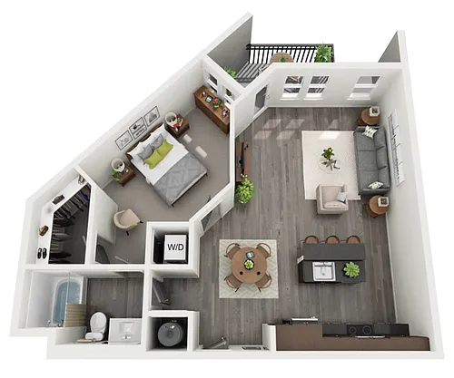 Floor plan 1 Bedroom 1 Bath - 829 sq. ft.