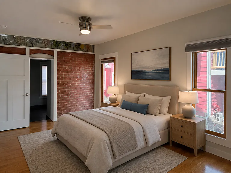 Primary bedroom digitally staged