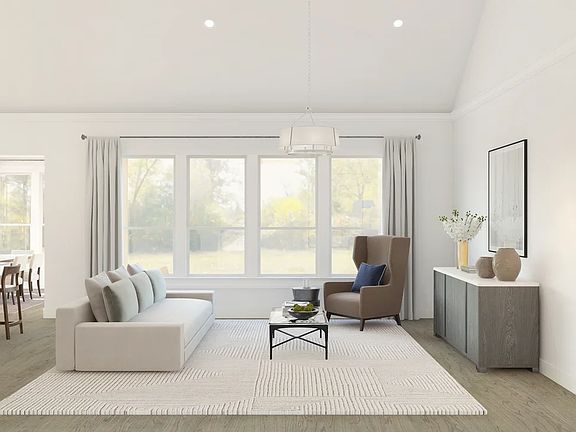 Great room with vaulted ceiling