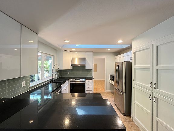 Kitchen with stainless steel appliances