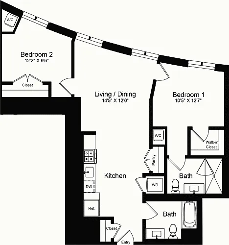 Floor plan 2 Bedroom A