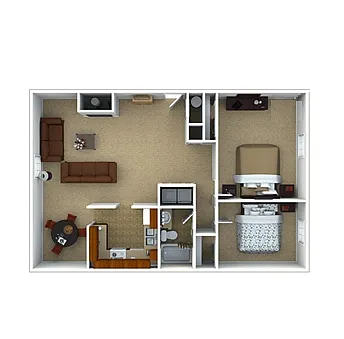 Floor plan 2 Bedroom 1 Bath