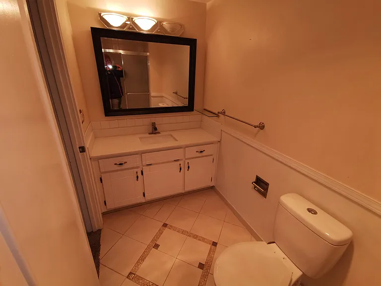 Master bedroom bathroom, with new quartz vanity.