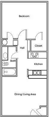 Floor plan 1 Bedroom, 1 Bathroom