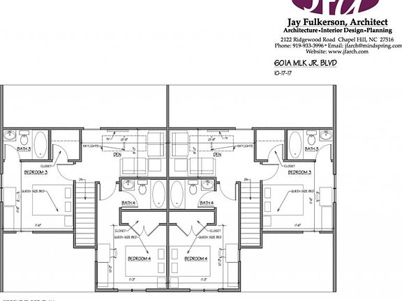 Second floor plan, 2 bedrooms, 2 baths and study space.