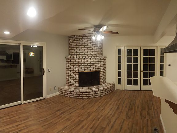 Living room with fire place -night