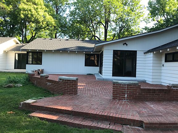 Back yard, large brick patio
