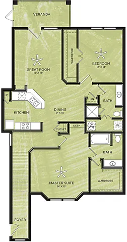 Floor plan B5: 2 Bed 2 Bath