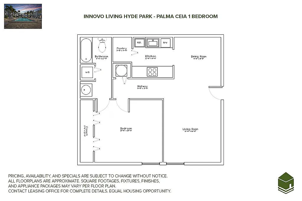 Floor plan Palma Ceia 1 Bed 1 Bath