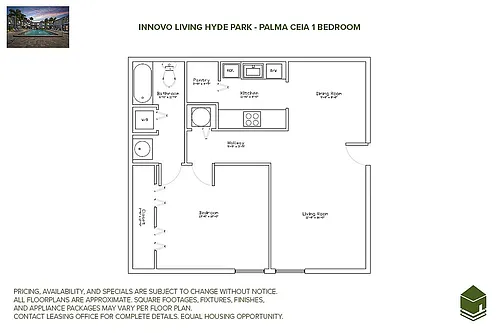 Floor plan Palma Ceia 1 Bed 1 Bath