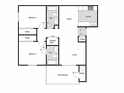 Floor plan Two Bedroom - 70%