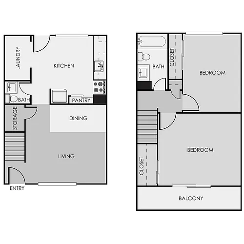 Floor plan 2 Bed 1.5 Bath - Renovated