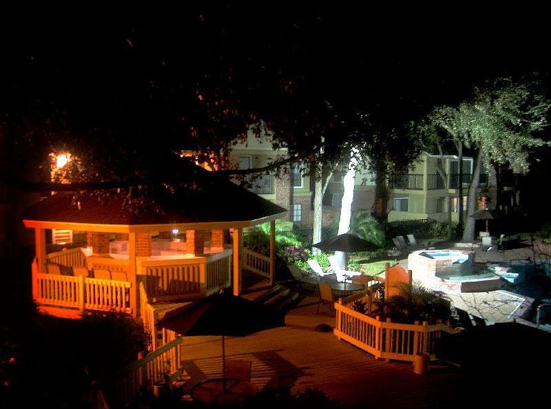 view from balcony overlooking the pool